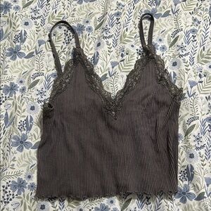 Forever 21 Charcoal Lace-Trim Camisole